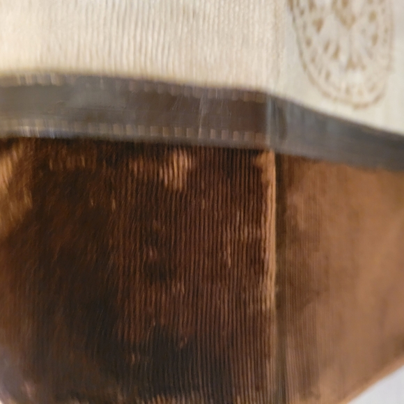 Brown and Cream Satchel with Gold-Tone Frame - Picture 6 of 11